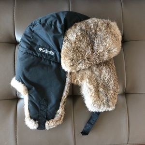Columbia real fur lined trapper hat